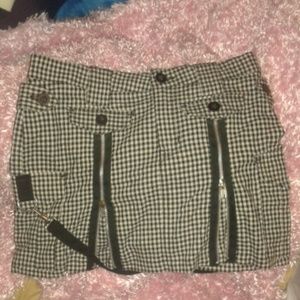 Black/white checker goth punk bondage zip skirt Hot Topic rockabilly - Tripp Nyc